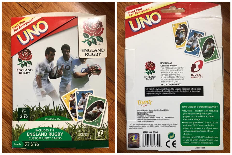 England Rugby Uno Card Game