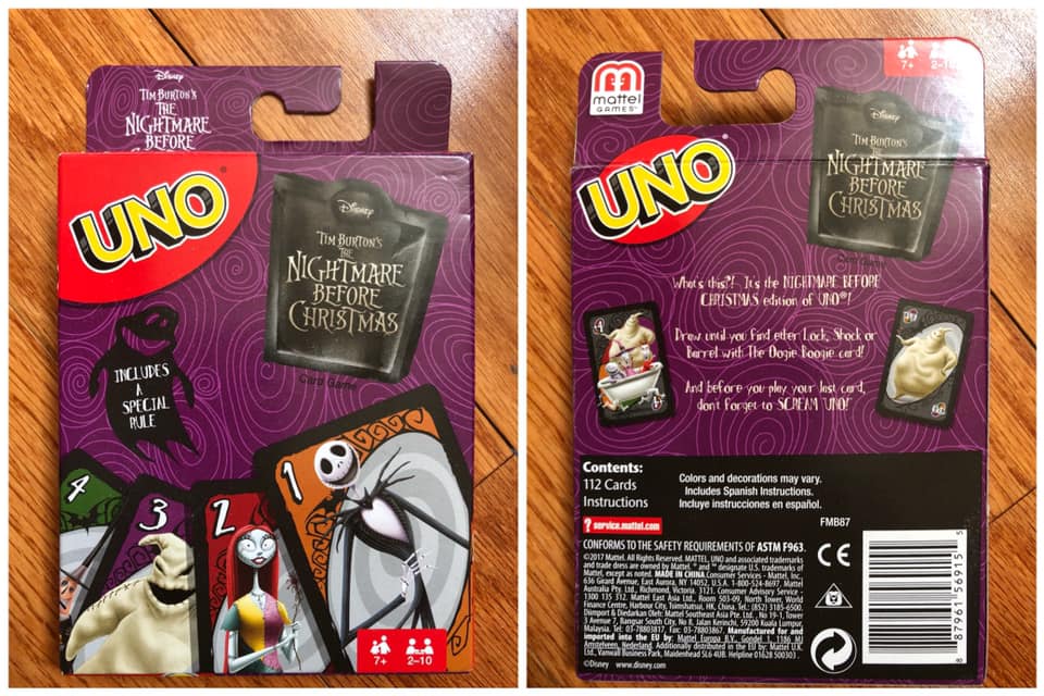 Nightmare Before Christmas Uno Card Game
