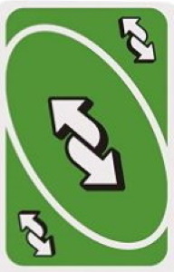 Left Hand Green Uno Reverse Card